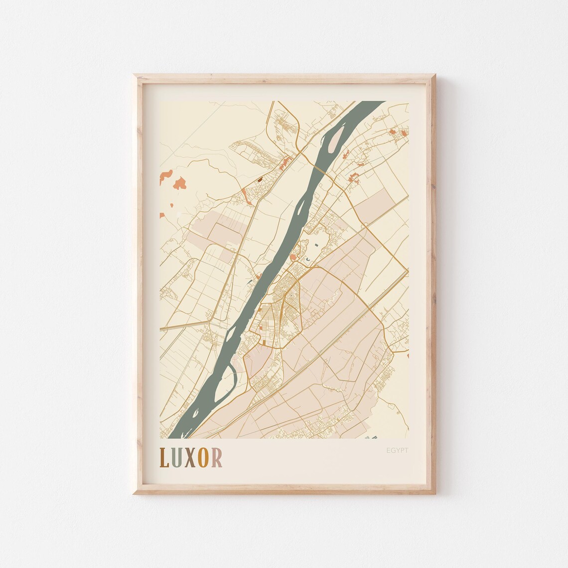 Luxor Map Poster Print Wall Art Egypt Travel Gift Boho Decor