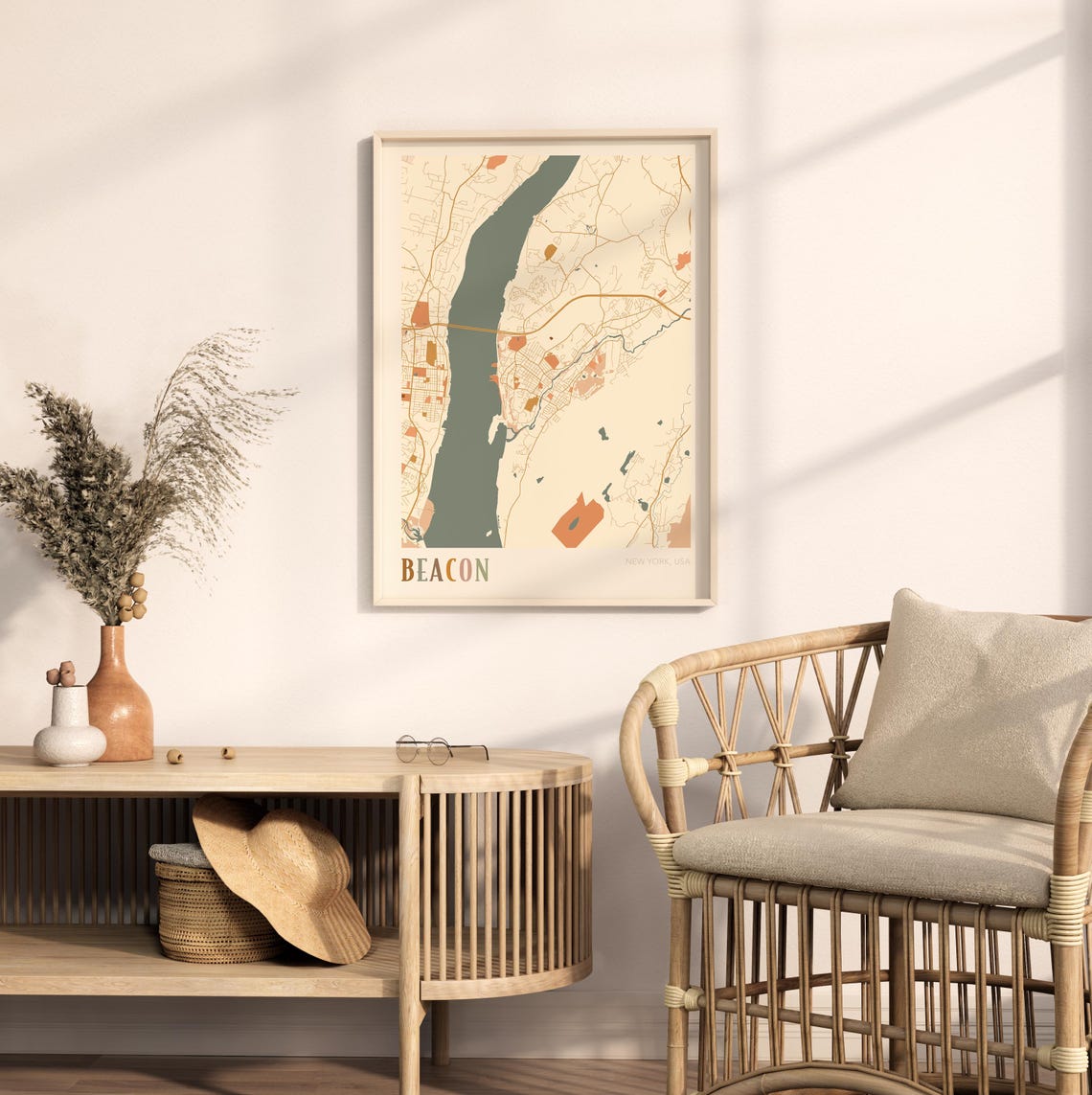 Beacon New York Boho City Street Map Hudson Valley Gift Poster - Image 2