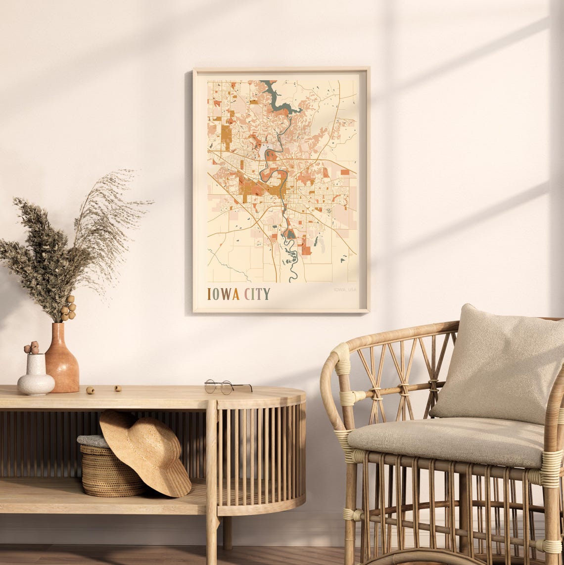 Iowa City Map Poster Iowa City Print Iowa City Poster Iowa City Wall Art Iowa Travel Gift Boho Print - Image 2