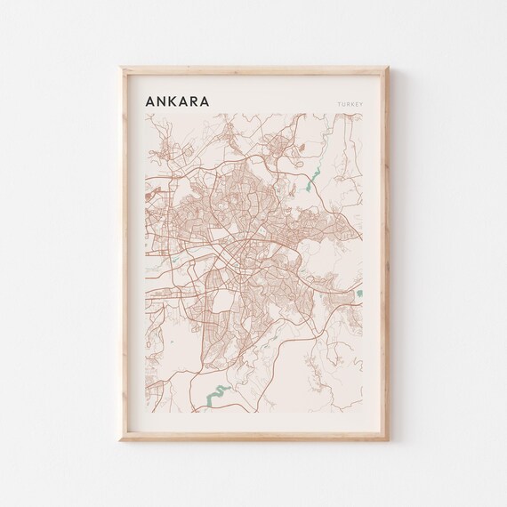 Ankara Map Poster Print Wall Art Turkey Travel Gift Minimalist
