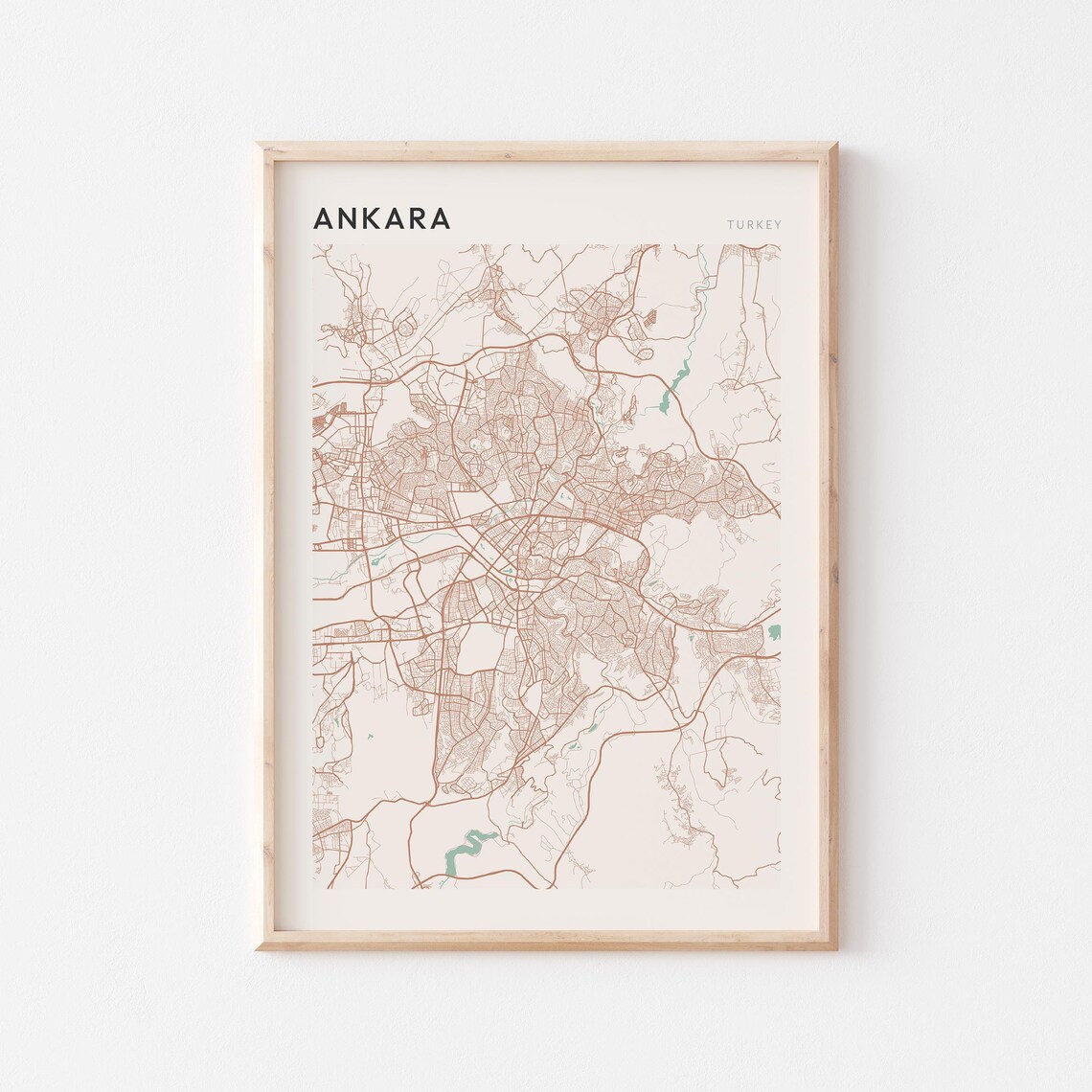 Ankara Map Poster Print Wall Art Turkey Travel Gift Minimalist