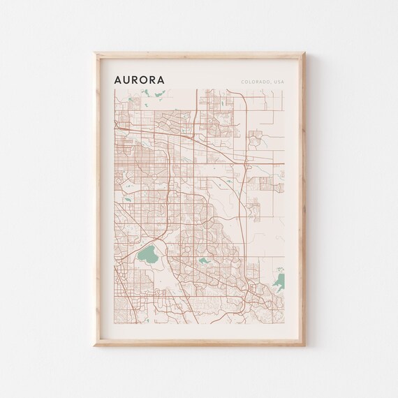 Aurora Colorado Farmhouse Modern Minimalist Street Map Poster