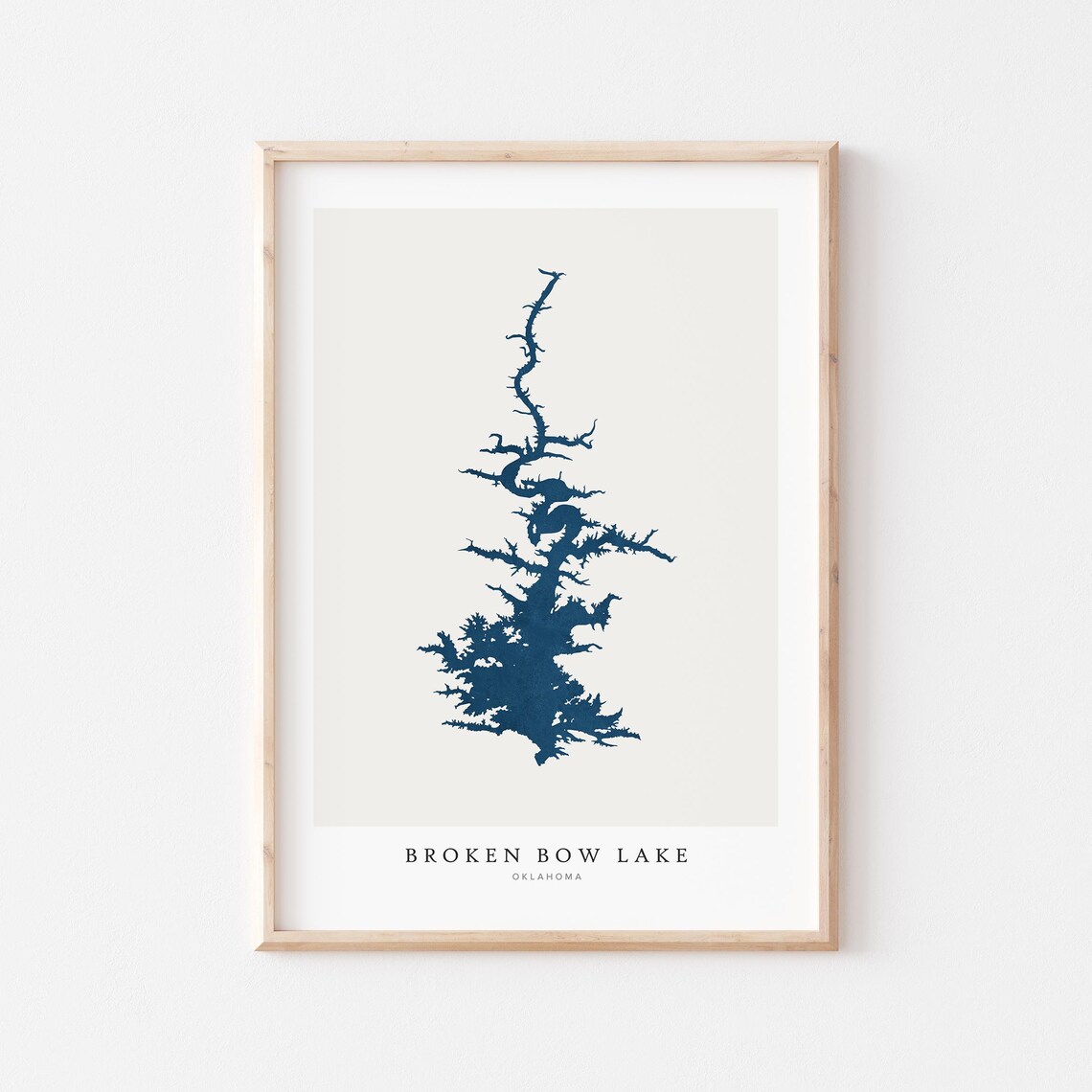 Broken Bow Lake Print Poster Art Wall Map Oklahoma