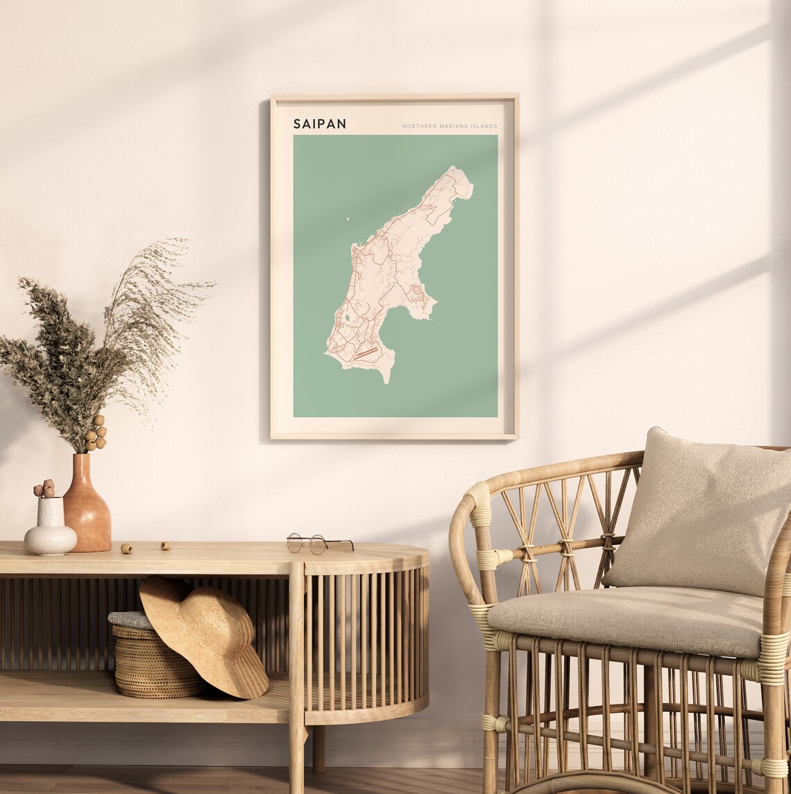 Saipan Northern Mariana Islands Minimalist Boho Island Map Poster - Image 2