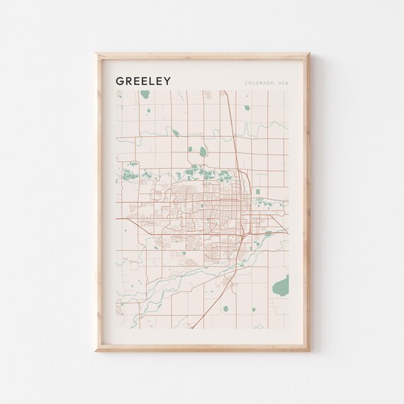 Greeley Colorado Farmhouse Modern Minimalist Street Map Poster