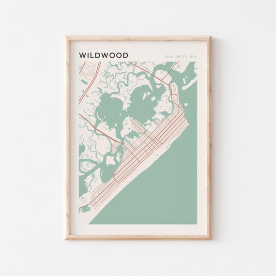 Wildwood Map Poster Wildwood Print Wildwood Poster Wildwood Wall Art New Jersey Travel Gift Minimalist Wall Art