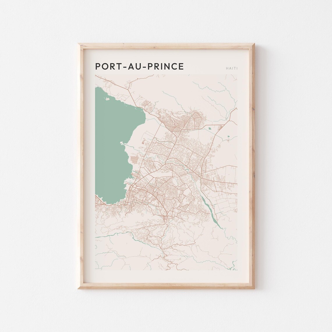 Port au Prince Haiti City Street Map Poster Beige Minimalist Style