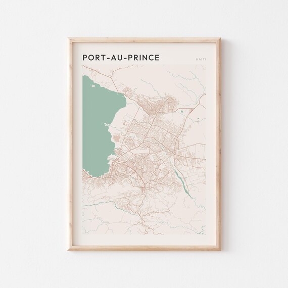 Portauprince Map Poster Print Wall Art Haiti Travel Gift Farmhouse Decor