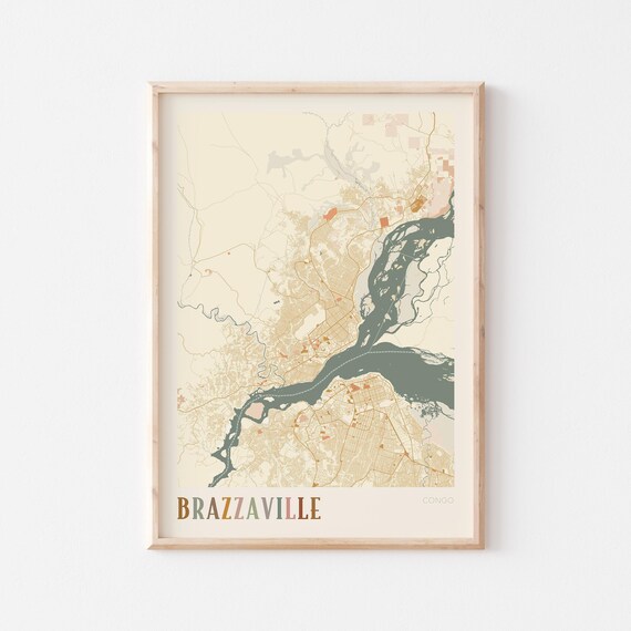 Brazzaville Map Poster Print Wall Art Congo Travel Gift Boho Decor