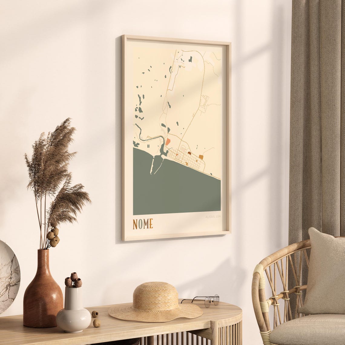 Nome Alaska Stylized Vintage Street Map Modern City Art Poster - Image 3