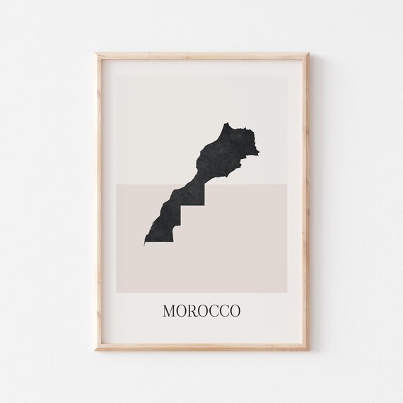 Morocco Map Poster Print Minimalist Boho Wall Art Decor For Home Or Gift