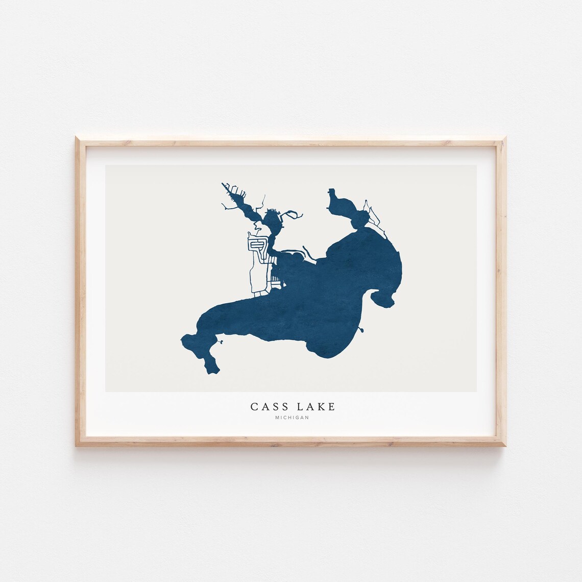 Cass Lake Michigan Map Art Minimalist Lake Silhouette Art Print