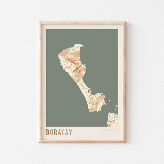 Boracay Map Poster Print Wall Art Philippines Travel Gift Boho