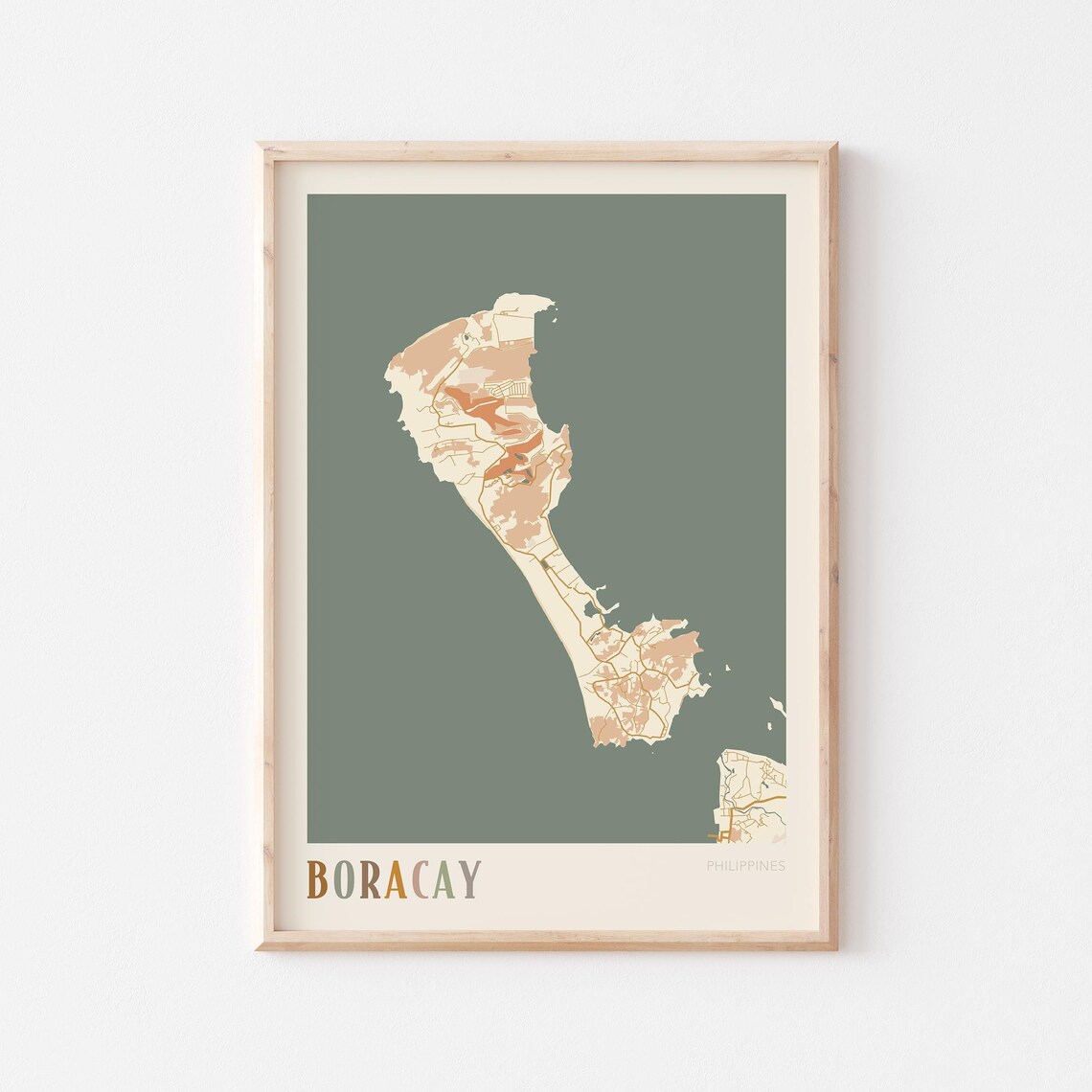 Boracay Map Poster Print Wall Art Philippines Travel Gift Boho