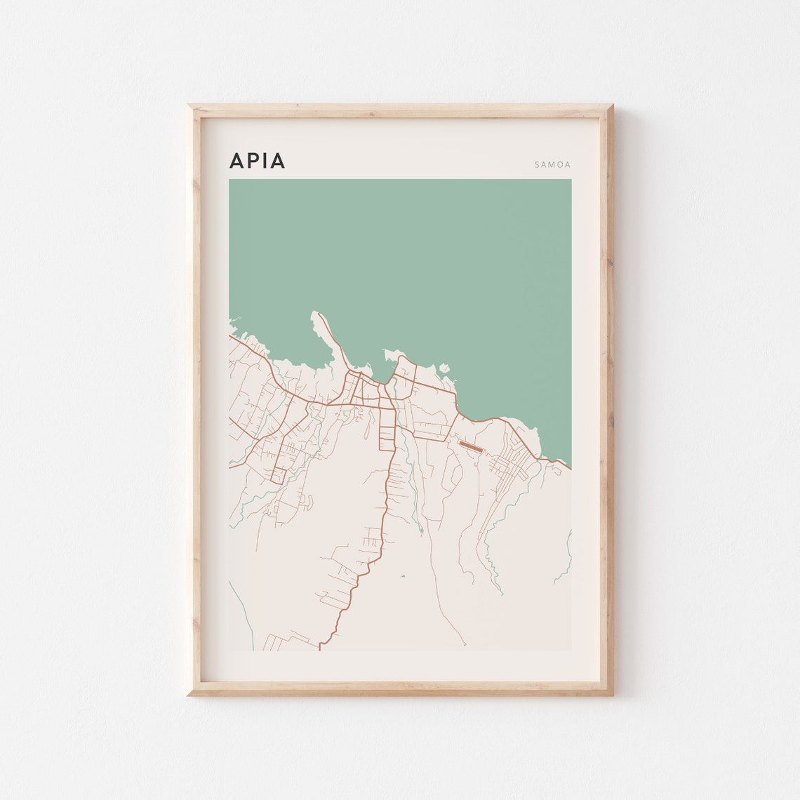 Apia Samoa Minimalist Boho South Pacific Coastal City Map Poster
