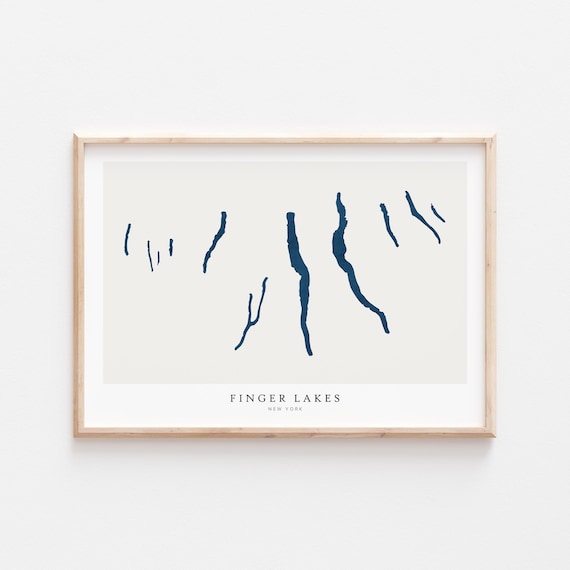 Finger Lakes Print Poster Art Lake Wall Map New York