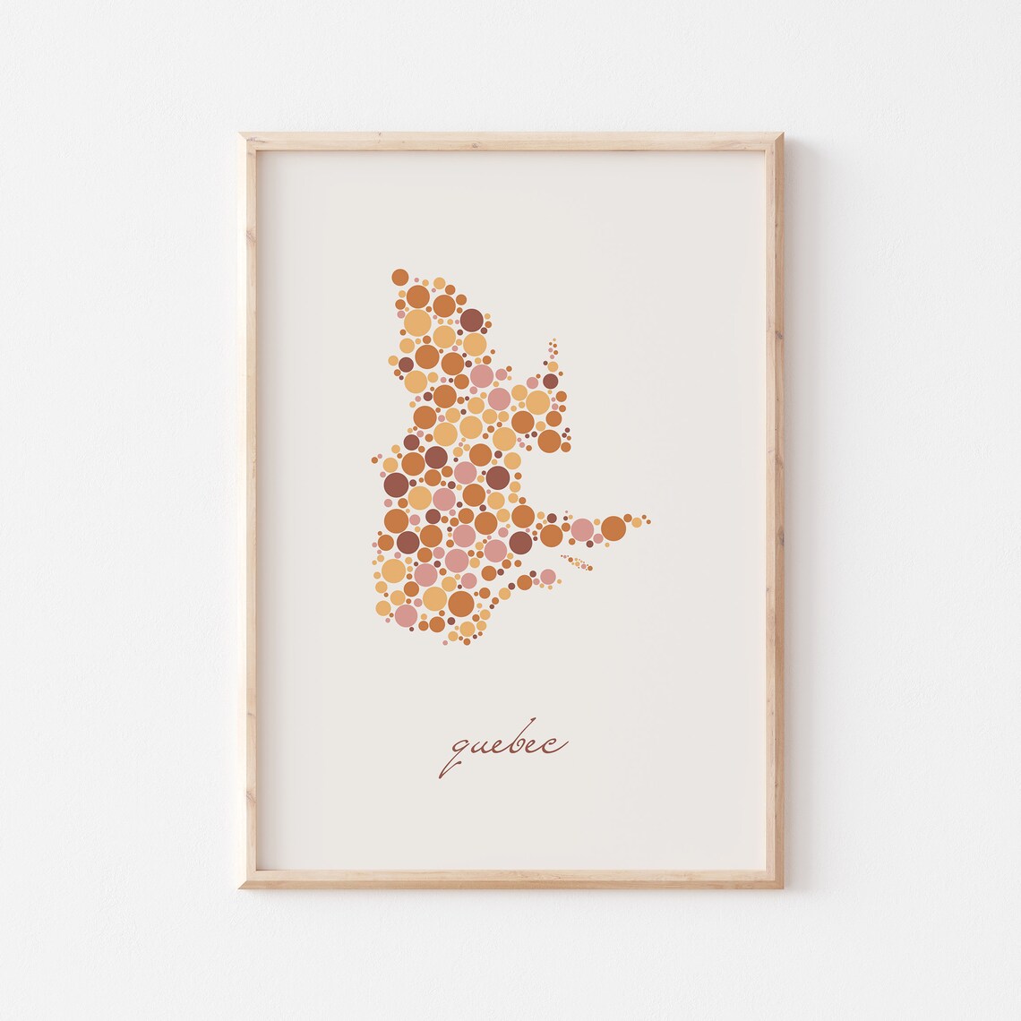 Quebec Canada Decorative Colorful Retro Dotted Province Map Poster - Image 3