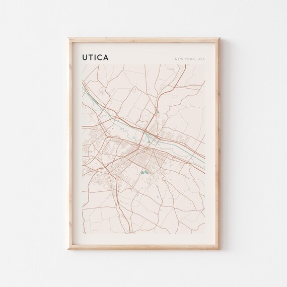 Utica New York Mohawk Valley Minimalist Line Art City Map Poster