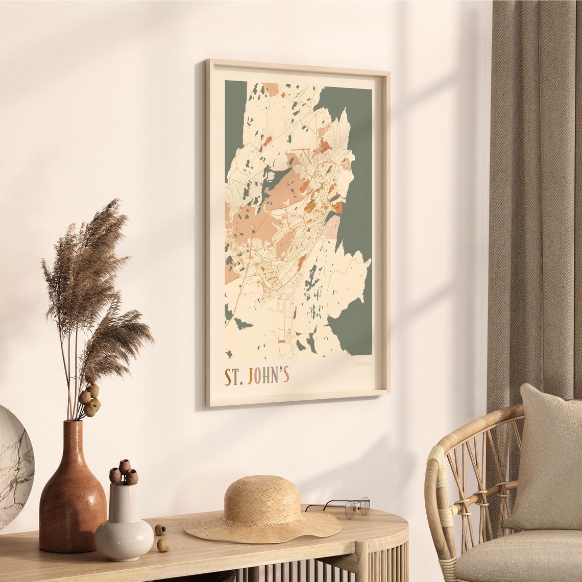 St. John's Canada Minimalist Street Map Poster in Boho Neutral Tones - Image 3