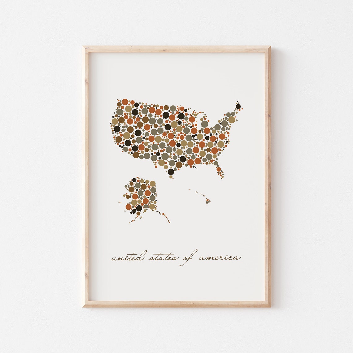 United States Of America Retro Script Colorful Dotted Map Poster - Image 2