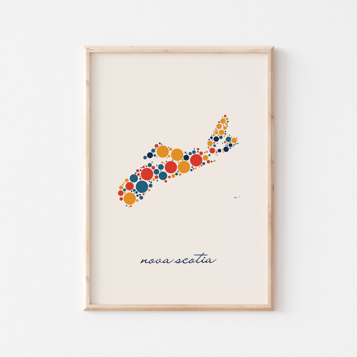 Nova Scotia Canada Colorful Dot Art Province Map Art Decor Poster