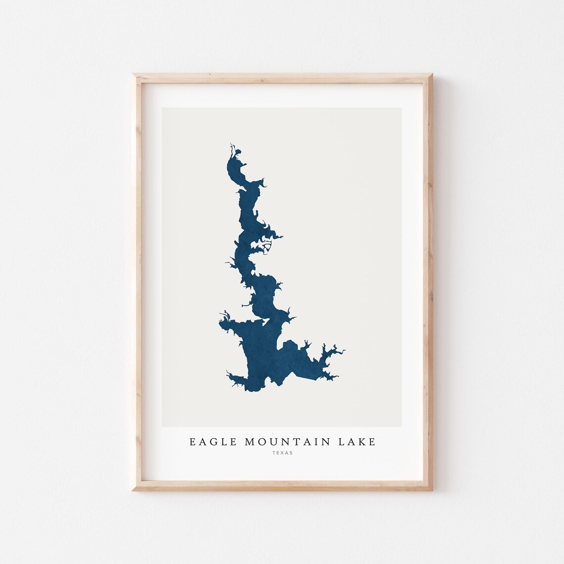 Eagle Mountain Lake Texas Map Silhouette Navy Minimalist Art Print