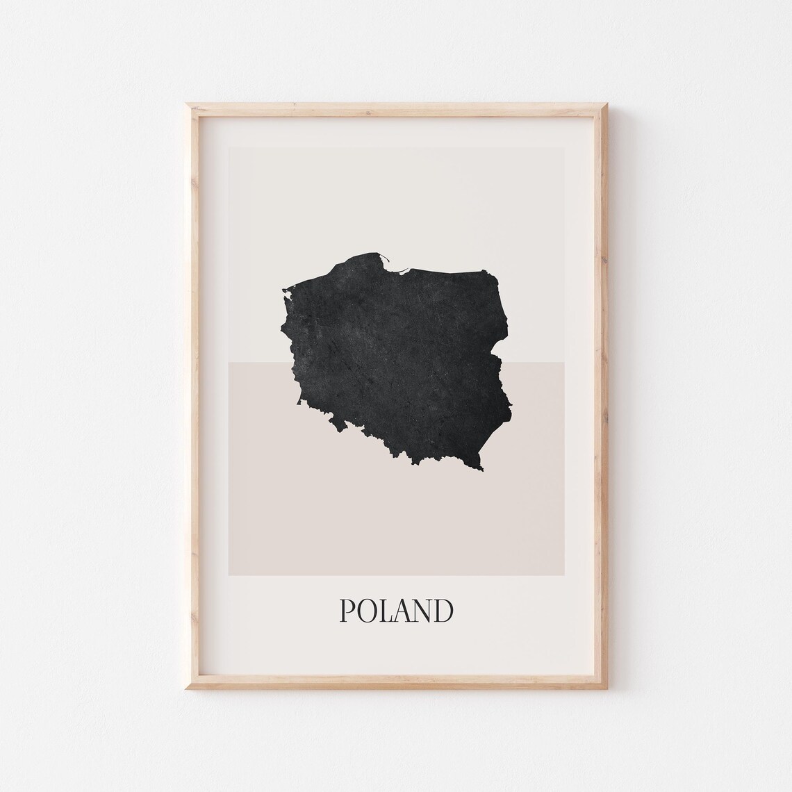 Poland Country Map Minimalist Black Beige Boho Home Decor Poster