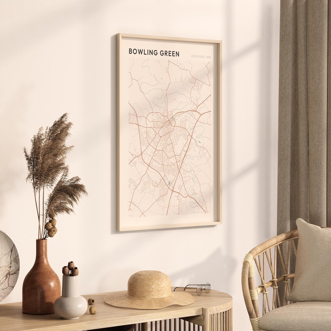 Bowling Green Kentucky City Map Poster Minimalist Line Art Modern Wall Decor Gift - Image 3