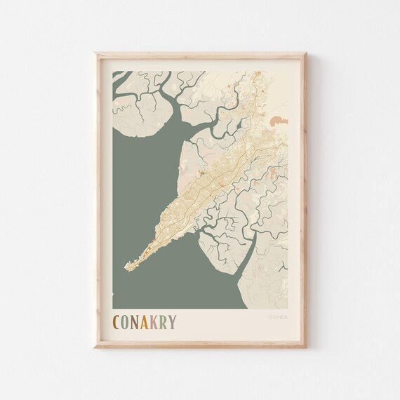 Conakry Map Poster Print Wall Art Guinea Africa Travel Gift Boho Decor