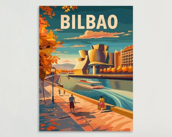 Bilbao Retro Poster Vibrant Vintage Art Beautiful Home Decoration Thoughtful Holiday Gift
