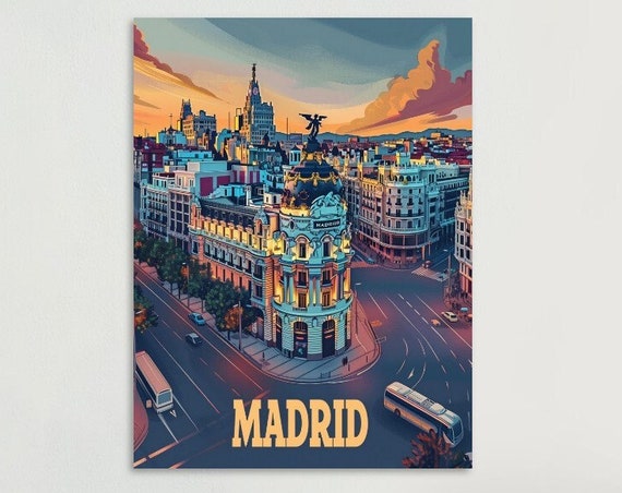 Madrid Vintage Travel Poster Vibrant Retro Wall Art Home Decor For Living Room Unique Travel Gift Idea