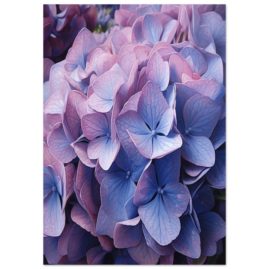 Blue Hydrangea Flower Poster, Botanical Wall Decor - Image 2