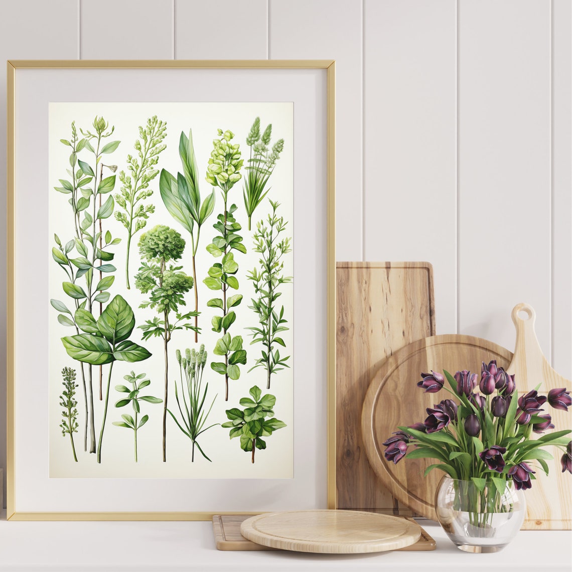 Botanical Green Herbal Plants Vintage Kitchen Illustration Poster - Image 3