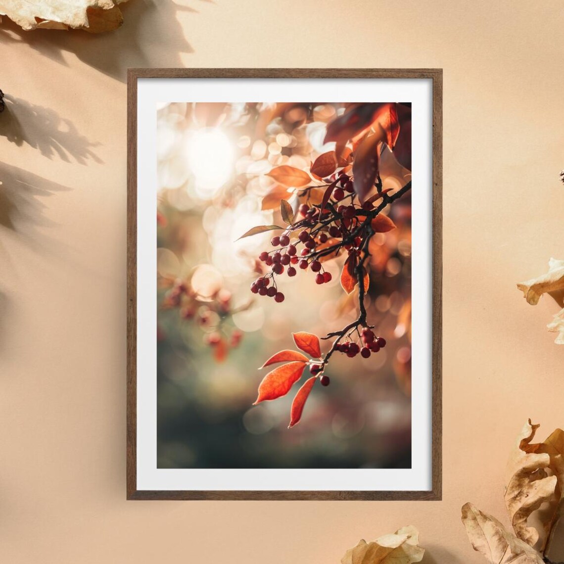 Autumn Red Berries Poster Print, Seasonal Decor
