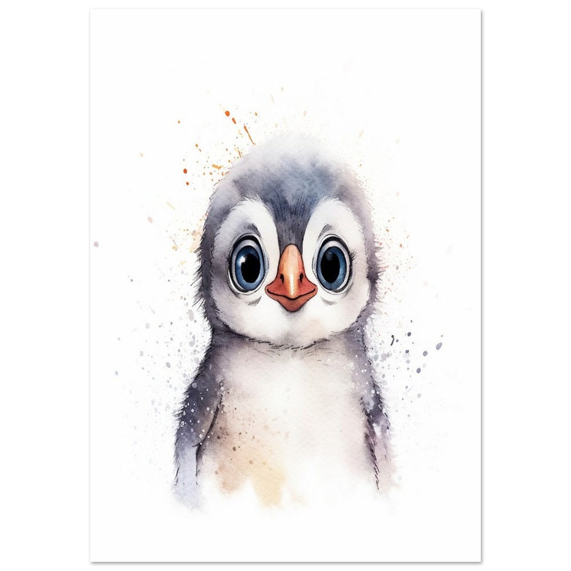Adorable Baby Penguin Portrait Watercolor Nursery Art Poster - Image 2