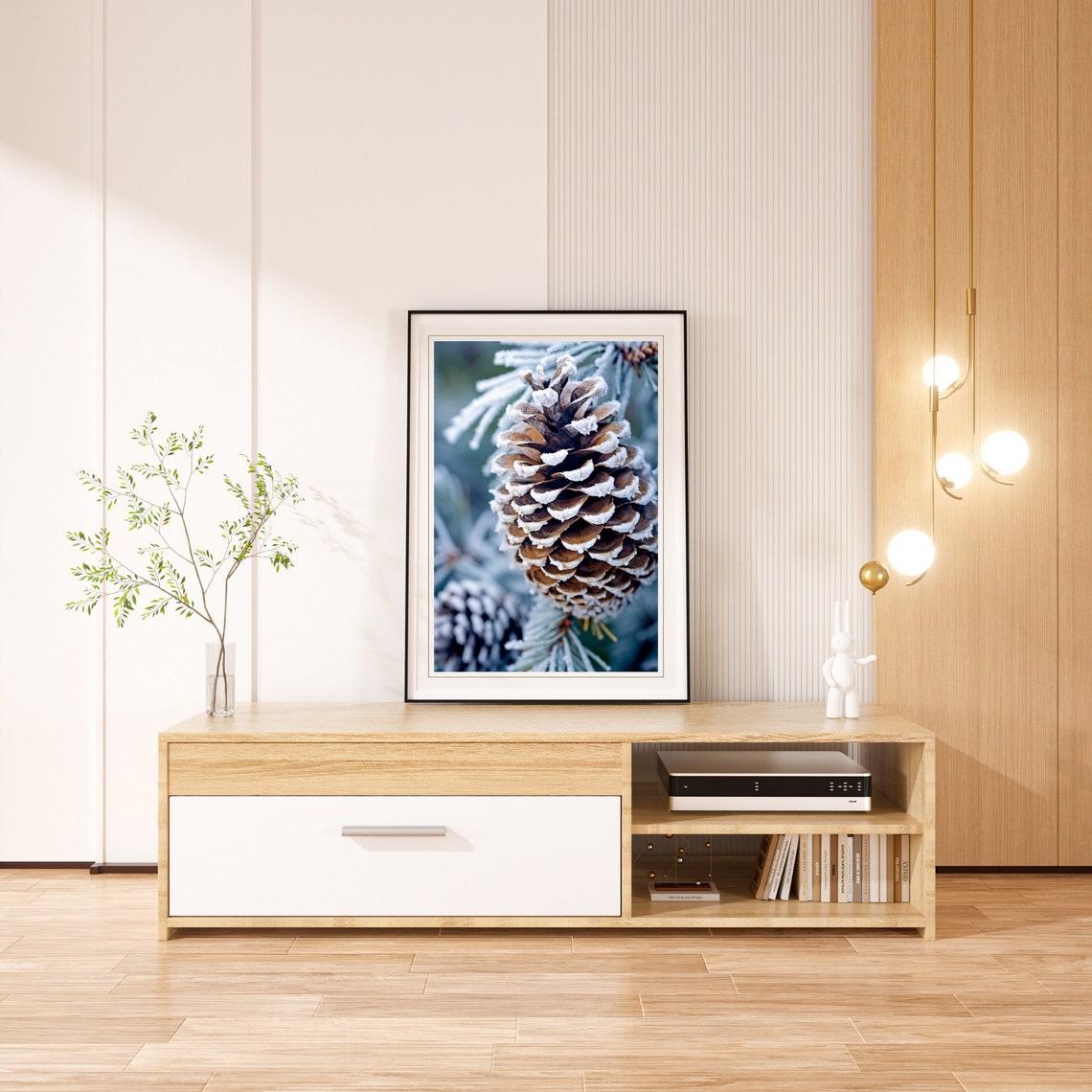 Beautiful Frosted Pinecone Macro Winter Nature Photography Poster - Image 4