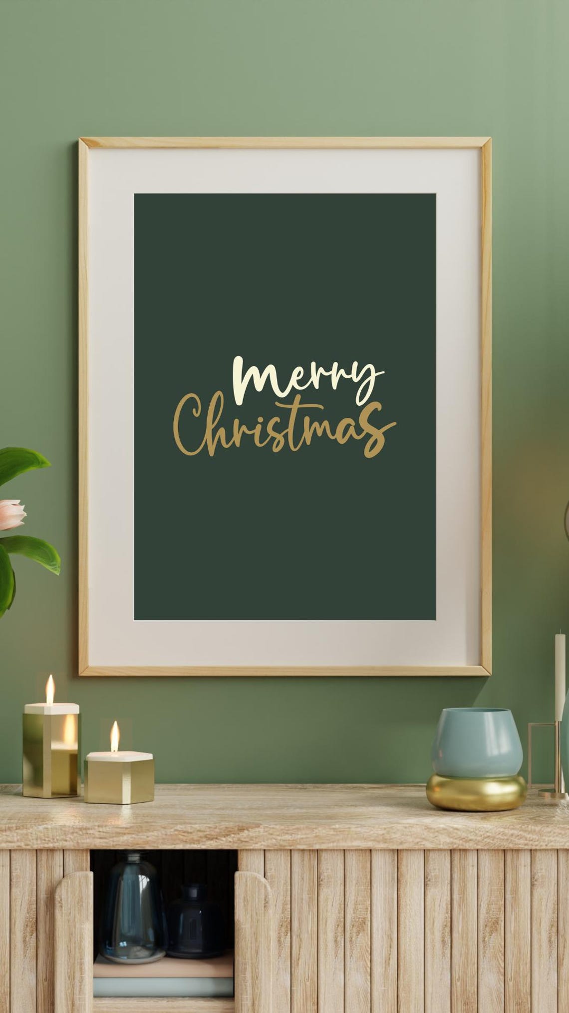 Merry Christmas Gold Script Dark Green Elegant Holiday Poster - Image 4