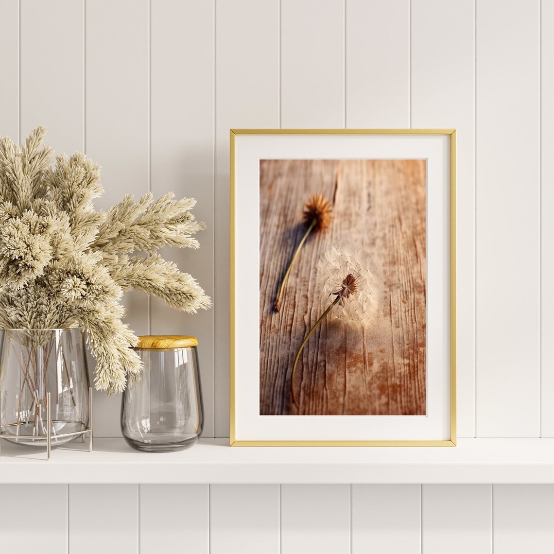 Dandelion Seed Heads On Weathered Wood Rustic Nature Photography Print - Image 4