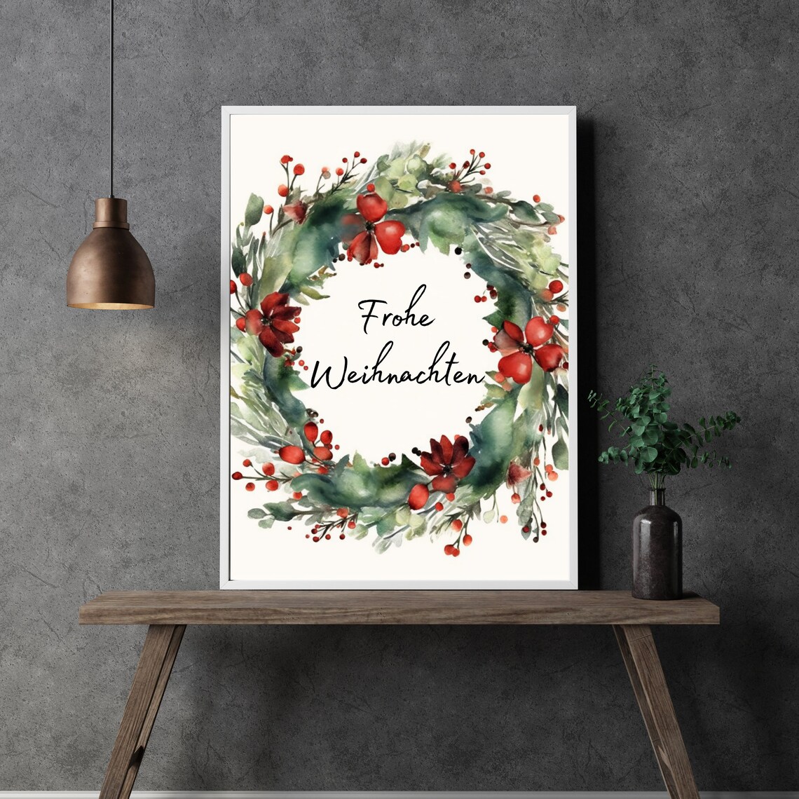 Christmas Wreath Poster, Holiday Decoration Print - Image 2