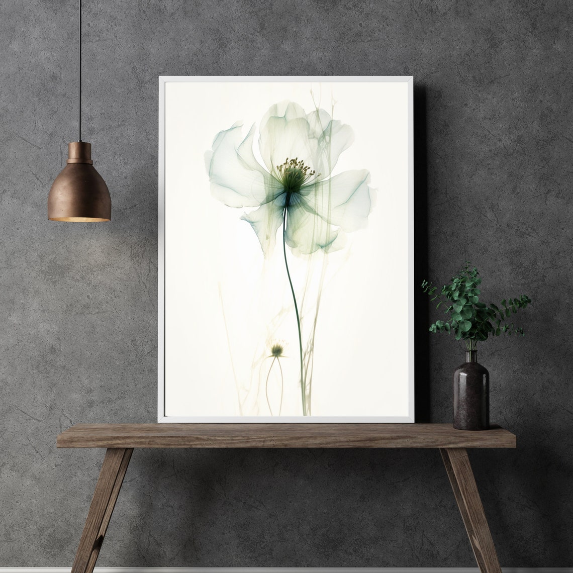 Ethereal White Flower Transparent Petals Soft Botanical Wall Art - Image 3