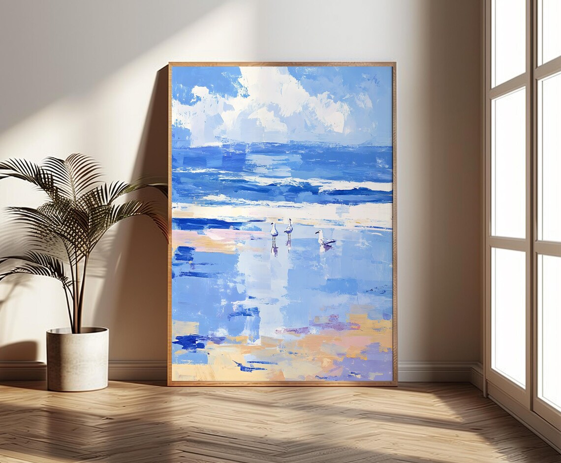 Electric Blue Ocean Abstract Maritime Art Print - Image 3