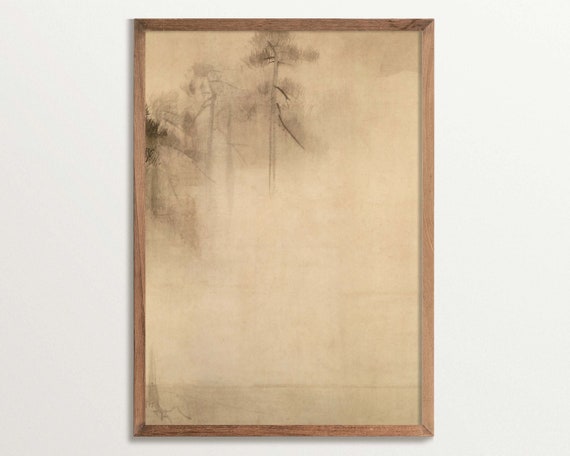 Wabi Sabi Pine Tree Sketch Art Print, Japandi