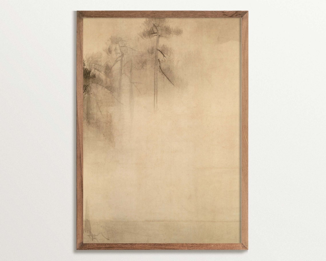 Wabi Sabi Pine Tree Sketch Art Print, Japandi