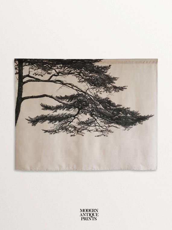 Wabi Sabi Pine Tree Tapestry Handmade Minimalist Wall Hanging For Modern And Japandi Home Decor Nature Inspired Wall Art