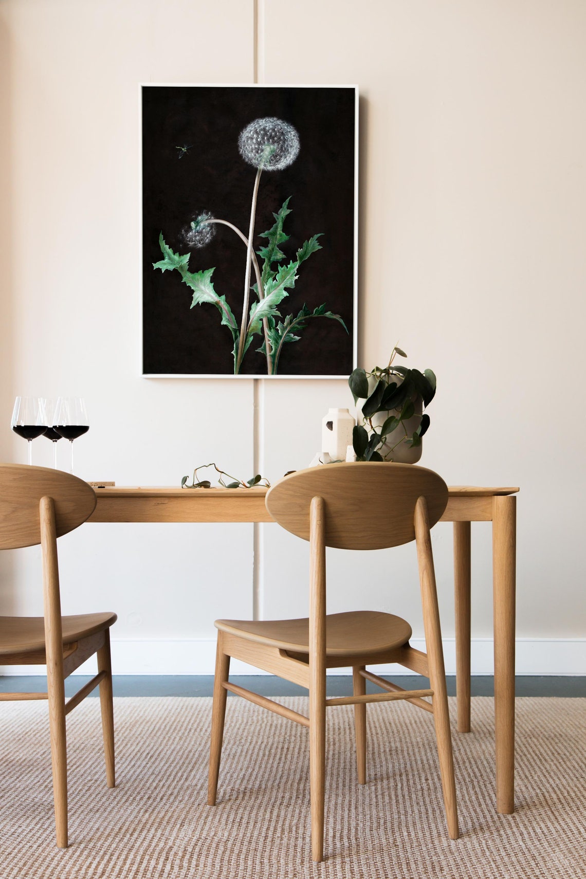 Dark Cottagecore Dandelion Botanical Art Print - Image 2