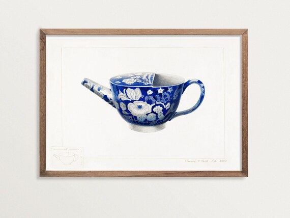 Chinoiserie Chinese Teapot Tea Time, Vintage Art Print