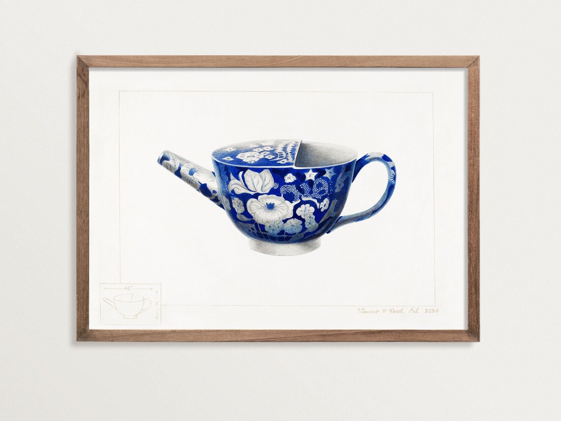Chinoiserie Chinese Teapot Tea Time, Vintage Art Print