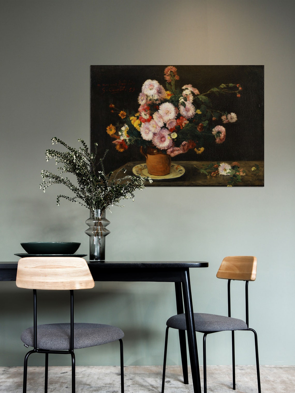 Courbet-Inspired Dark Botanical Wall Art Print - Image 2