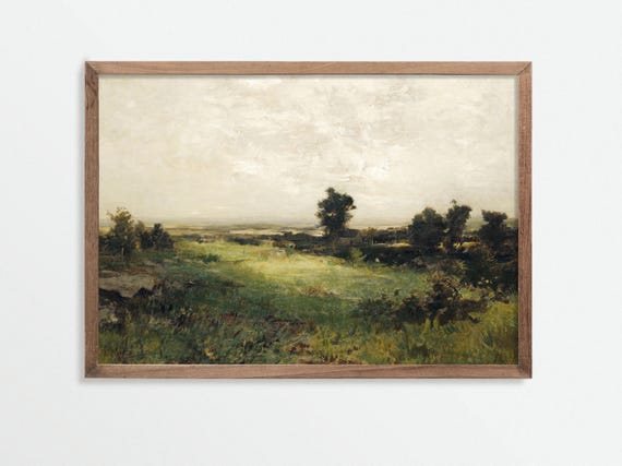 Vintage Countryside Scene Art Print, Pastoral Landscape