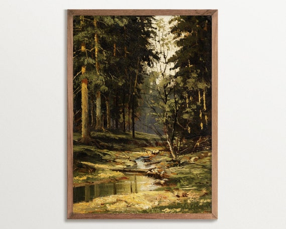 Moody Landscape Print Vintage Forest Painting Cottagecore Decor